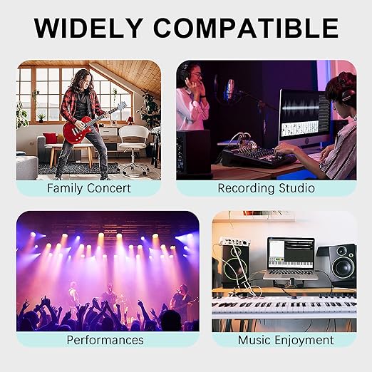 Lightning to Dual 6.35mm 1/4" TS Mono Stereo Y-Cable Splitter,3 in 1 to Dual 1/4-inch Audio Cable, Compatible with smartphones, computers, phones/Pads Amplifiers,speakers,headphones,mixing consoles