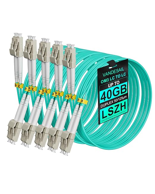 5Pack Fiber Patch Cable, 10G/40G LC to LC Multimode OM3 Optical Patch Cords by VANDESAIL