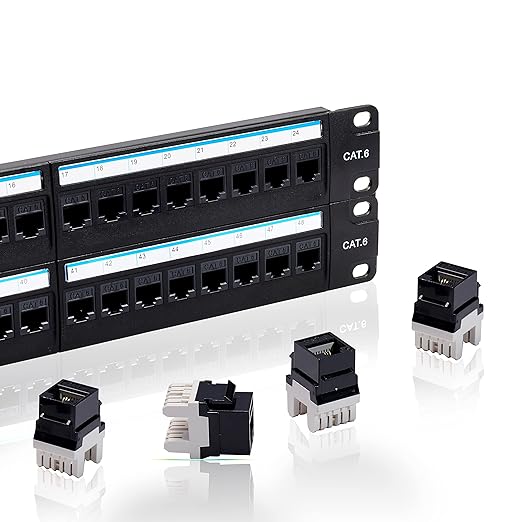 Cat6 Patch Panel 48 Port with Keystone, RJ45 Network Panel 19 Inch, Punch Down by Lysymixs