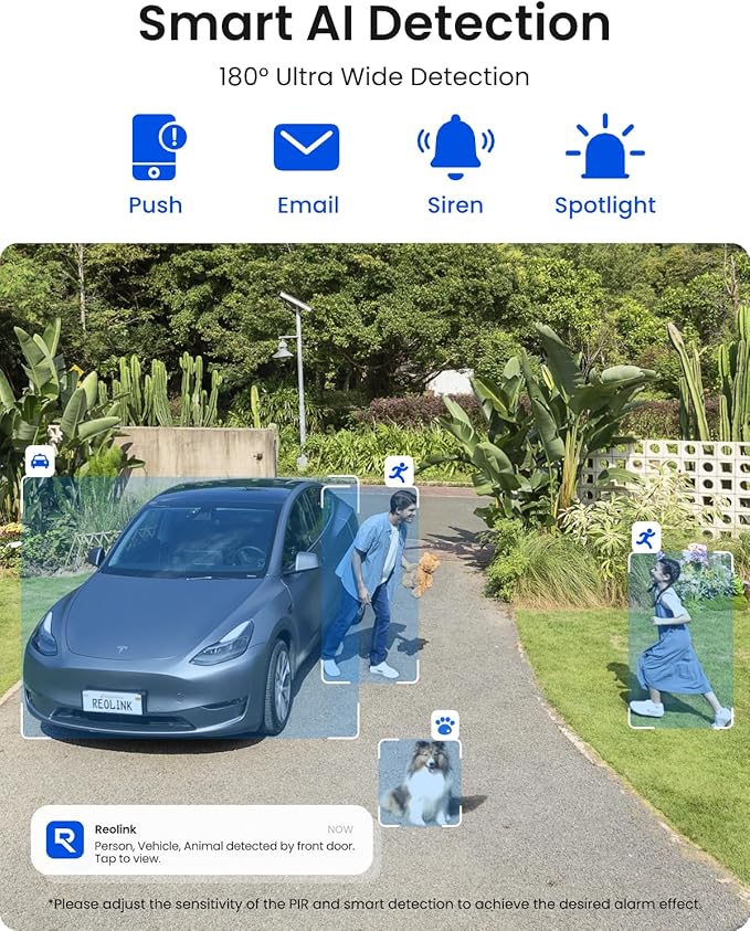 REOLINK Argus 4 Pro 4K Solar Security Cameras Wireless Outdoor, 180° Dual-Lens 8MP Camera for Home Security, ColorX Night Vision, Smart People/Vehicle/Animal Detection, No Subscription, Local Storage