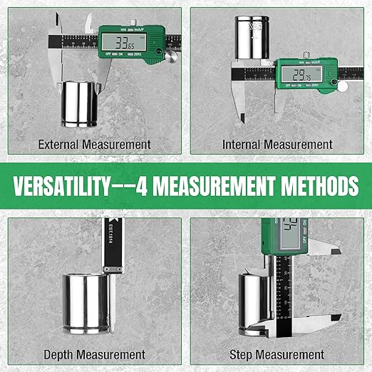 SK 6-Inch Digital Calipers, Vernier Caliper with Large LCD Screen, Caliper Measuring Tool with Auto-Off Feature, Inch/Millimeter/Fraction Conversion, ±0.001" Accuracy