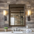 Retro Copper Effect Framed Wall Mirror, 24x32 Rectangle Mirror, Anti-desilvering Tempered Glass, Sustainable&Sturdy Frame, Anti-Rust, HD Reflection &3min Fast Setup for Bathroom Living Room