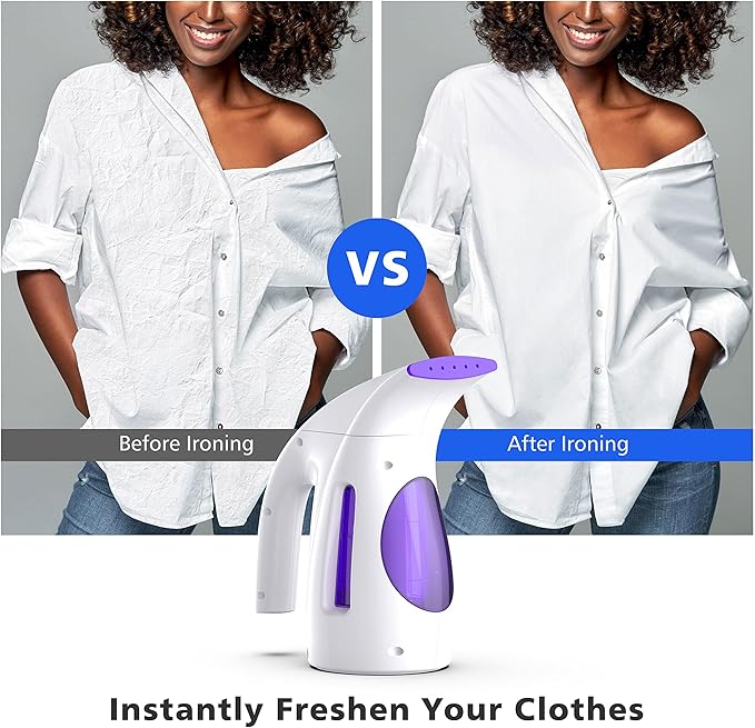 HiLIFE Steamer for Clothes, Portable Handheld Design, 240ml Big Capacity, 700W, Strong Penetrating Steam, Removes Wrinkle, for Home, Office(ONLY FOR 120V) Purple