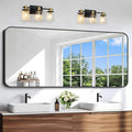 Black Bathroom Mirror, 66x30 inch Aluminum Metal Frame Rectangular Vanity Mirror, Large Wall Mounted Rectangle Mirrors with Rounded Corner for Over Sink Bedroom Living Room Horizontal/Vertical
