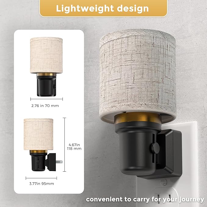 L LOHAS LED Night Lights Plug into Wall, 2 Pack Linen Fabric Cylinder Decor Night Light, Dusk to Dawn Sensor Vintage Nightlight, 0-100LM Dimmable, for Bedroom Living Room Hallway