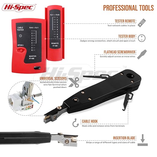 Hi-Spec 9pc Network Cable Tester Tool Kit Set - Image 3