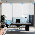 COOLWINDS Motorized Blinds with Remote Cordless Automatic Motorized Shades Custom Blinds for Windows Smart Curtains Compatible with Alexa Google Home(3% Solar White,W37 x H72in)
