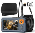 5‘’ Dual Lens Endoscope Camera with Light, 1080P Borescope Inspection Camera with Photo & Video, 7.9mm IP67 Waterproof Sewer with 7 LED Lights,16.5FT Semi-Rigid Cable, Built-in 32G Card