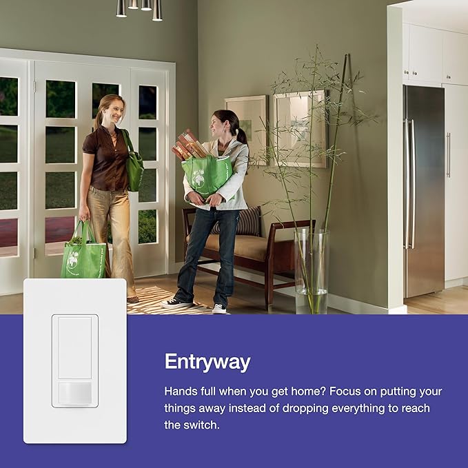 Lutron Maestro Motion Sensor Light Switch Indoor for Bathroom, Garage, Laundry Room, Any Bulbs, Occupancy Vacancy Sensor, Single-Pole, MS-OPS2-GR, Gray