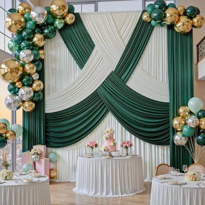 60ft x 12ft Wrinkle Free Ivory Backdrop Curtains - Image 7