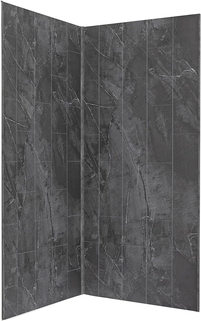 Palisade 78in x 36in x 36in Waterproof Vinyl Corner Shower Surround Kit with Accessories in Urban Quarry