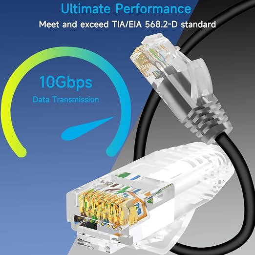 Cat6a Slim Ethernet Patch Cable 10 ft, Cat6a Patch Cable - Image 2