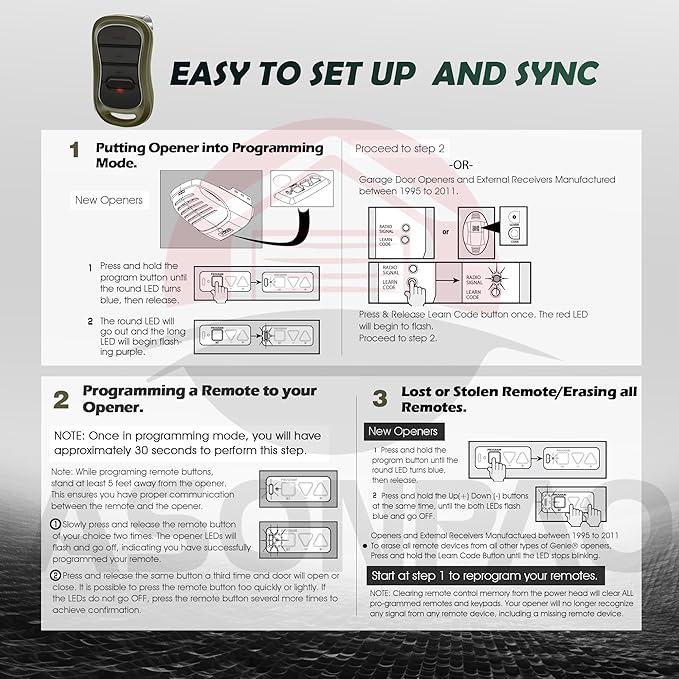 2X Genie Garage Door Opener Remote G3T-A G3T-R G3T-BX Intellicode【10-Years-Warranty】