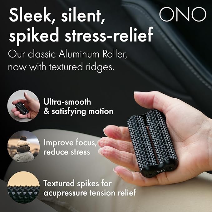 ONO Roller - Handheld Fidget Toy for Adults | Help Relieve Stress, Anxiety, Tension | Promotes Focus, Clarity | Compact, Portable Design (Acupressure, Full Size - Aluminum)