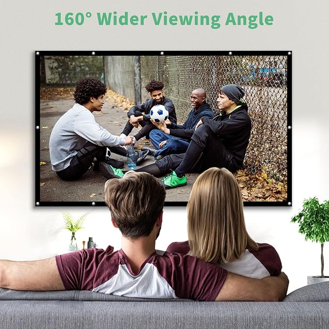 Projector Screen 100 inch, Taotique 4K Movie Projector Screen 16:9 HD Foldable and Portable Anti-Crease Indoor Outdoor Projection Double Sided Video Projector Screen for Home, Party, Office, Classroom