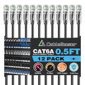 CableGeeker Patch Cables Cat6a 0.5ft Slim, Cat6 Ethernet Patch Cable 10G Support by CableGeeker