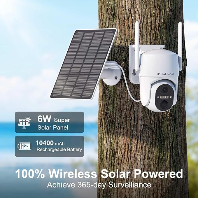 HOSAFE.COM 4G LTE Cellular Security Camera Outdoor, No WiFi Security Camera Outside, Wireless Security Cameras Outdoor Solar Powered, 360 Ptz, Human Sensor, 2K HD, 2-Way Talk, IP66, 2 Pack