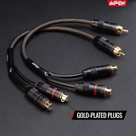 Install Link RCA Audio Cable for Subwoofer or Stereo Cable, Y Adapter 1-Male to 2-Female Splitter, 2pk