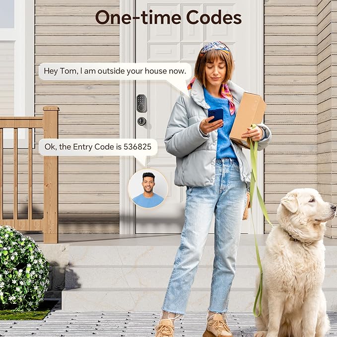 VCHOO Keyless Entry Door Lock Set WiFi Smart App Control Door Lock for Front Door Keypad Deadbolt with 2 Knobs Auto Lock One Time Codes Easy Install, Bronze
