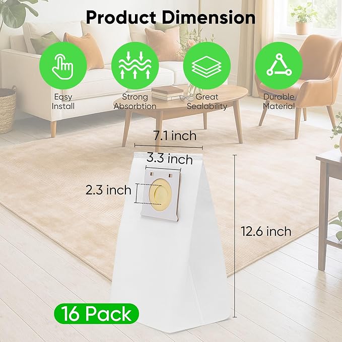 LBLVBNEWD 16 Pack IB600 HEPA Vacuum Bags for Kenmore Intuition Upright Vacuum Cleaner - Compatible with Kenmore Intuition Vacuum Bags BU4018 BU4020 BU4021 BU4022 BU4050