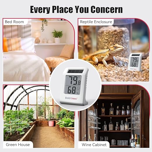 2.2'' Digital Thermometer and Hygrometer Meter, Solar-Powered Indoor - Image 8