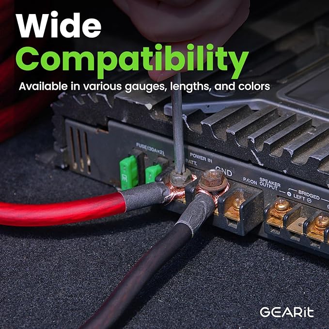 GEARit 8 Gauge Wire (50ft - Black Translucent) Copper Clad Aluminum CCA - Primary Automotive Wire Power/Ground, Battery Cable, Car Audio Speaker, RV Trailer, Amp, Electrical 8ga AWG 50 Feet