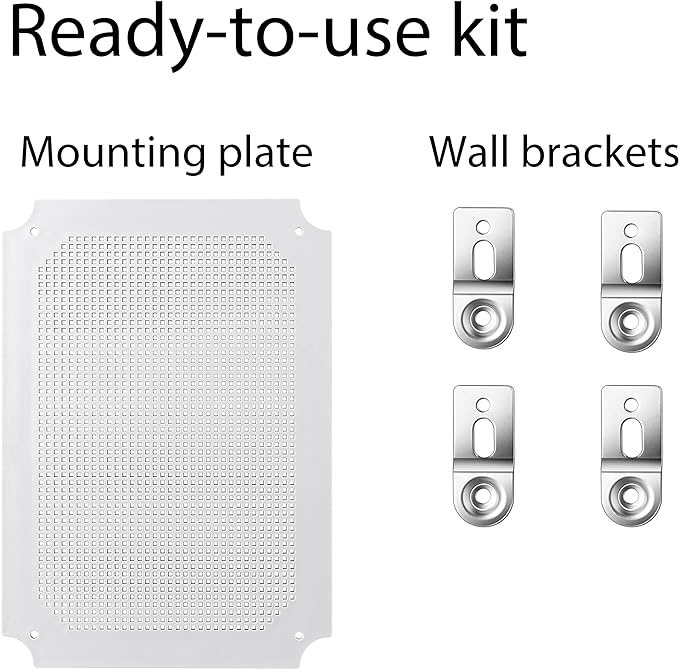 Gratury Junction Box, IP67 Waterproof Plastic Enclosure for Electrical Project, Hinged Grey Cover, Includes Mounting Plate and Wall Bracket (Grey Cover with Inner Door, 14.6"×10.6"×5.9")