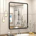 30x36 Black Bathroom Mirror, Black Matte Metal Framed Vanity Mirror, Rounded Rectangle Mirror, Anti-Rust, Shatterproof (Horizontal/Vertical)