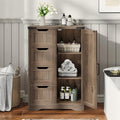 Vabches Farmhouse Bathroom Cabinet, Freestanding Storage Cabinet with 4 Drawers and 1 Door, Rustic Storage Organizer with Adjustable Shelf for Bathroom, Living Room, Entryway, Grey