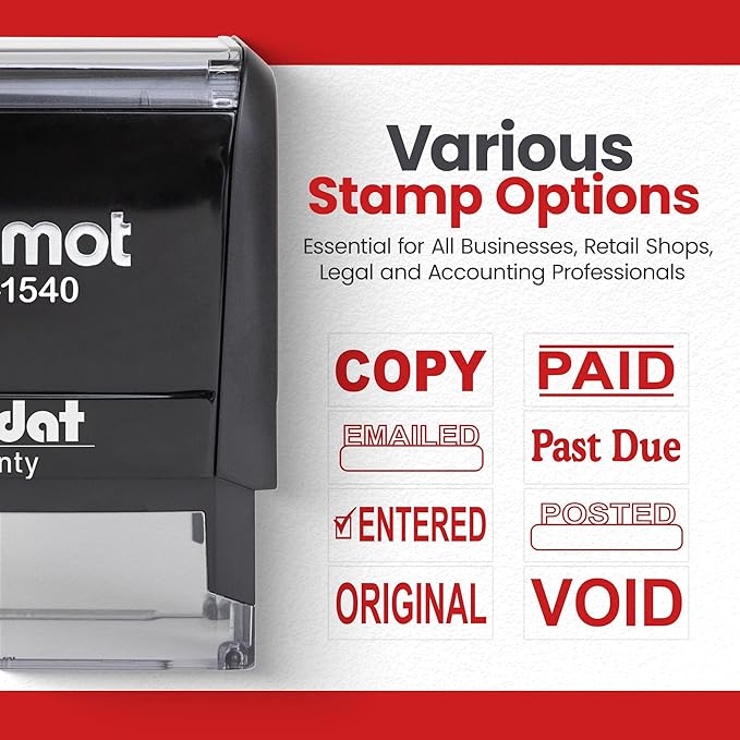Promot Paid Stamp Self Inking - for Office, Accounts Payable Stamp - Rubber Stamps for Retail Use, Red Ink, Self Inking for Business Supplies, Paid Stamper