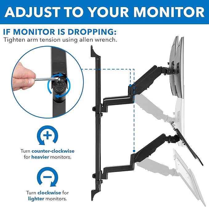 Mount-It! Wall Mount Workstation with Dual Monitor Mount, Keyboard Tray and CPU Holder, Height Adjustable Full Motion Arms, Fits Two 32 Inch Computer Screens