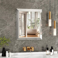 SMIROR Brushed Silver Bathroom Mirror for Over Sink, 20”x 24” Metal Thick Framed Rectangle Vanity Mirror for Wall, Right Angle Corner, Anti-Rust, Horizontally or Vertically Mounted