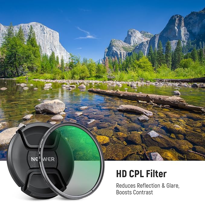 NEEWER 62mm CPL Filter with Lens Cap, Ultra Thin Circular Polarizing Filter - Image 2