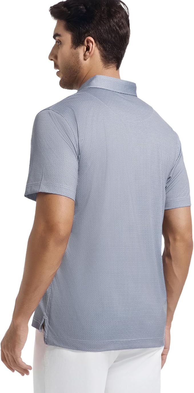 Alex Vando Mens Golf Shirt Moisture Wicking Classic Print Golf Shirts for Men