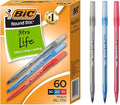BIC Round Stic Xtra Life Assorted Ink Ballpoint Pen's, Medium Point, 60-Count by BIC