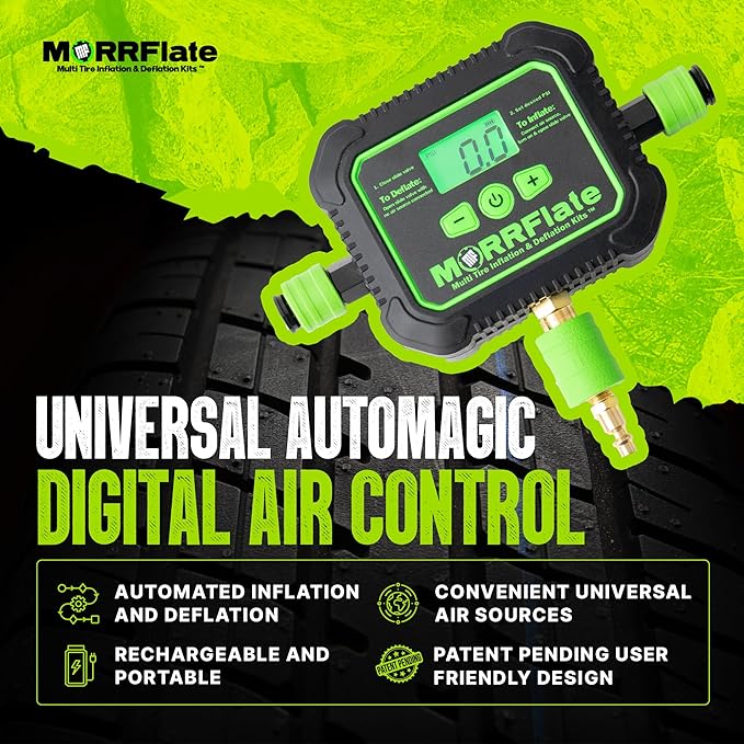 MORRFlate Air Hub + Air Hub Hoses Quad 125" Wheelbase 4 Tire Inflation Deflation System with Air Hub Automatic Digital PSI Controller High-Flow Solenoids Fast Efficient Multi Tire Inflation Deflation