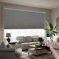 Boolegon Motorized Blinds with Remote, 100% Blackout Smart Blinds, Automatic Cellular Shades for Windows, Rechargeable Electric Honeycomb Shades for Home,Blackout Light Gray,Custom Size