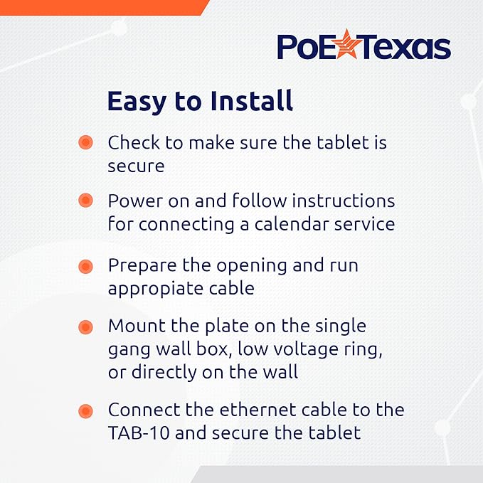 PoE Texas 8" Touchscreen Meeting Room Scheduler Tablet (No Subscription Required) - Plug and Play PoE Office Conference Room Scheduler - Digital Display Syncs with Business Calendar