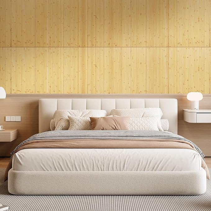 OUZUGIE 1 Pack 96x24 Inch Natural Bamboo Wall Panel – Natural Pole Wrap Paneling for Walls, Ceilings, Cabinets, Furniture – Ideal for Bedroom, Living Room & Office DIY Decor