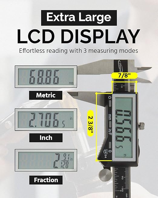 iGaging Premium IP54 0-4" EZ CAL Fractional Digital Caliper