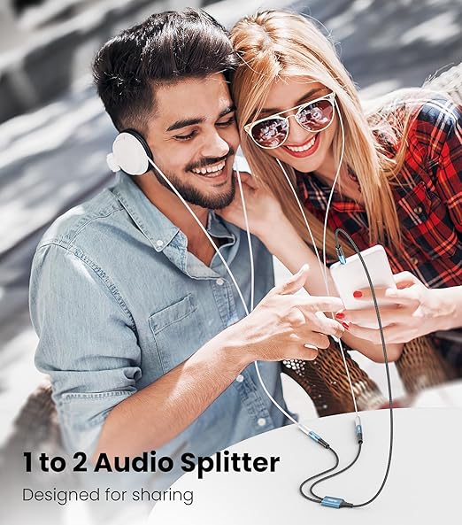 Tisino Headphone Splitter 3.5mm (1m/3.3FT), Aux Splitter 2 Female to 1 Male, 3.5mm TRS Audio Adapter Cable Compatible with PS4/5, Xbox, Nintendo Switch, PC Gaming Headsets, Phone, Tablet, Laptop