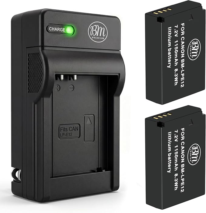 BM Premium 2-Pack of LP-E12 Batteries and Charger by BMPremium