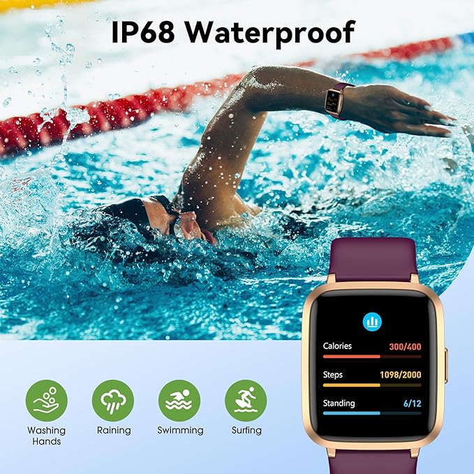 LIVIKEY Fitness Tracker Watch with Heart Rate Monitor, Activity Tracker with Pedometer, Sleep Monitor, Calories & Step Counter, IP68 Waterproof Smart Watches for Women Men Fitness Watch for Sports