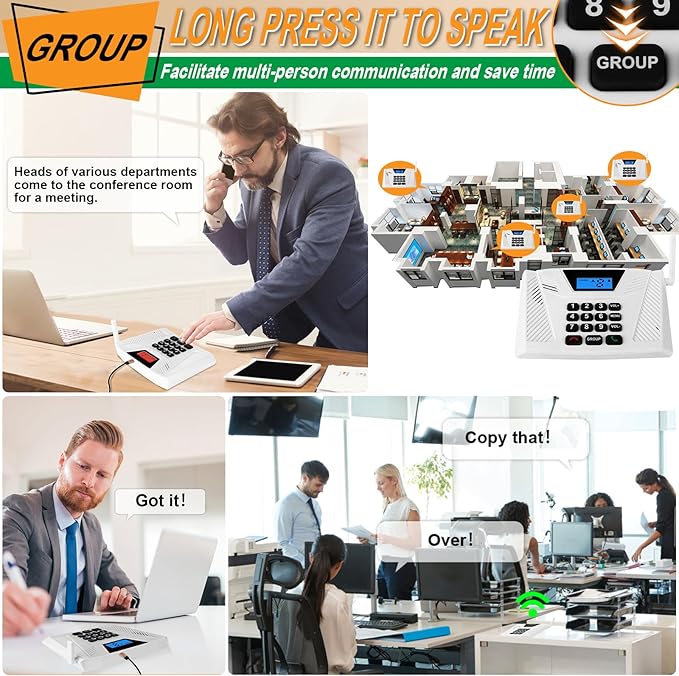 Intercoms Wireless for Home, Hands Free Intercom Upgrade, Full Duplex Two Way Real time Wireless Intercom System 5300ft with Automatic Answer Group Call Function Fit for Hotel Office Store(3Packs)