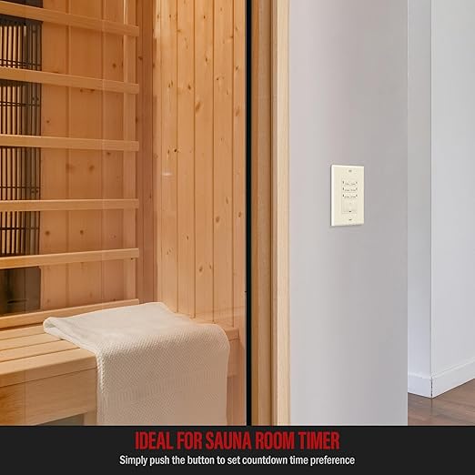 ENERLITES 30-Minute Countdown Timer Switch, 1-5-10-15-20-30 Min, for Bathroom Fans, Heaters, Lights, LED Indicator, 120VAC 800W, No Neutral Wire Required, UL Listed, HET06A-J-LA, Light Almond