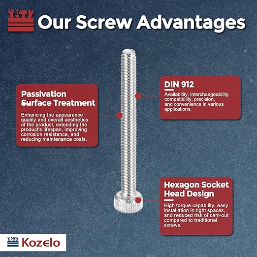 Kozelo 100pcs Socket Head Cap Screws - [M2-0.4 x 20mm] 304 Stainless Steel Allen Socket Drive for Electrical Motor 3D Printing Fan Engine Replacement Use, Silver