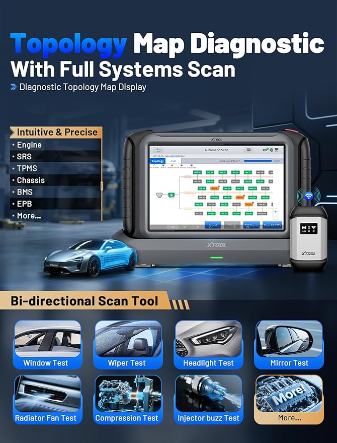 XTOOL IP919 PRO Scan Tool, ECU Pr0gramming Car OBD2 Scanner with Topology Mapping, Upgrade of D9S PRO, 51+ Resets, ECU C 0ding, FCA/CAN FD/DoIP, Automotive Bidirectional Scan Tool with 3-Year Updates