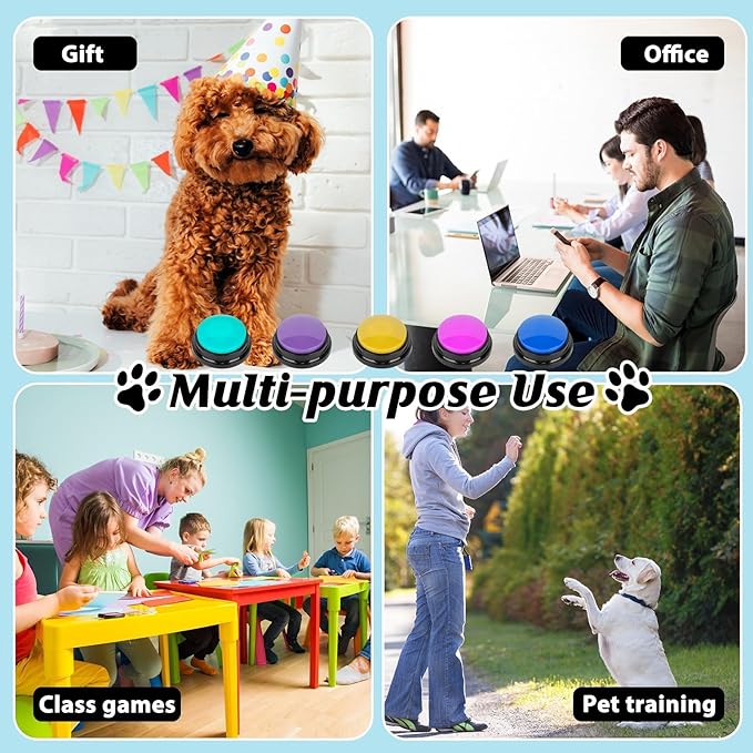 10 PCS Red Voice Recording Buttons for Dogs Dog Training Communication Buttons with 30 Sec Record and Playback, Pet Training Buzzer for Puppy Cats, Funny Gift for Study Office Home Pet Lovers