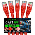 GEARit Cat 6 Patch Cables 1 ft Red Cat6 Patch Cables 1ft Red/Ethernet Patch by GEARit