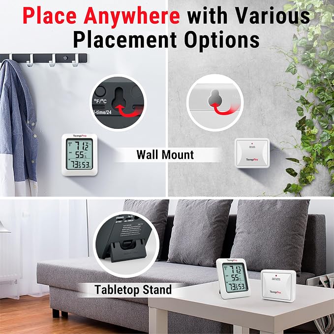 TempPro TP60-3 Digital Hygrometer Indoor Outdoor Thermometer Wireless - Image 6